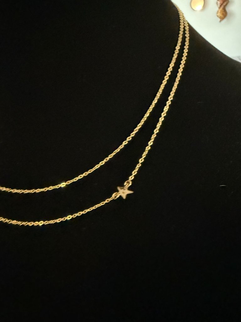 Jennifer Zeuner Gold Plated Double Chain Star Necklace Gold Plated Dainty — image 6 of 8